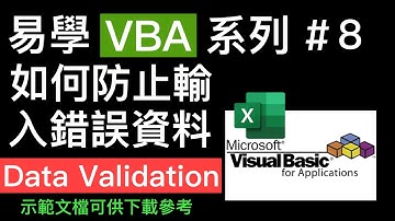 易學 Excel VBA 系列 #8: 如何防止輸入錯誤資料（Data Validation) 👍增加工作效率, 減少資料錯誤
