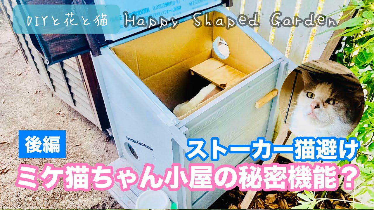【野良猫ハウスDIY・後編】冬を乗り切る暖かい野良猫ハウスを廃材で手作り！ミケちゃんのストーカー避けの秘密機能を追加【野良猫/保護猫の冬支度】