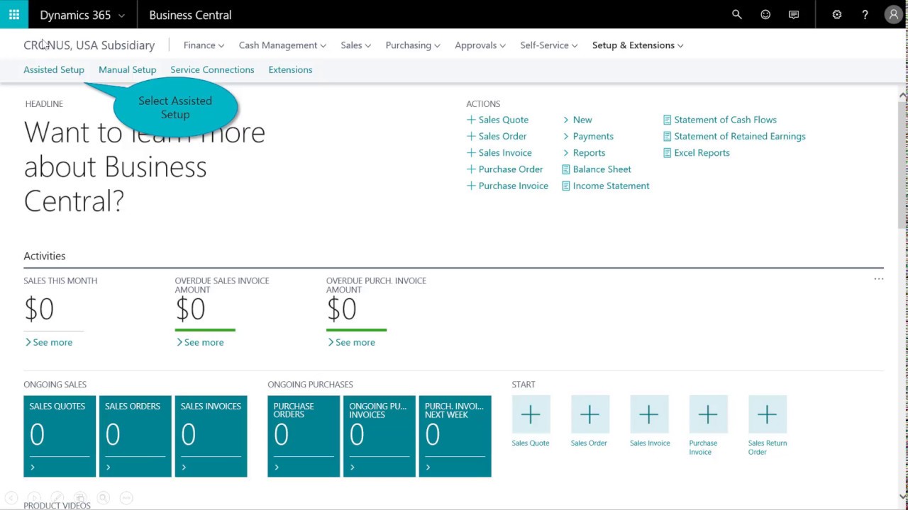Dynamics 365 Business Central - Setting up a New Company - YouTube