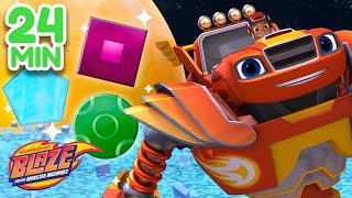 Robot Blaze's Shape Games! w/ AJ & Stripes | 24 Minute Compilation | Blaze and the Monster Machines