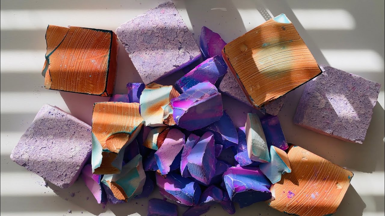 Orange, Purple, and Blue Dyed Gym Chalk Blocks| Dyed Gym Chalk Chunks ...