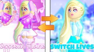 OPPOSITE TWINS SWITCH PLACES FOR A DAY TO SEE IF ANYONE WOULD NOTICE! Royale High Roleplay