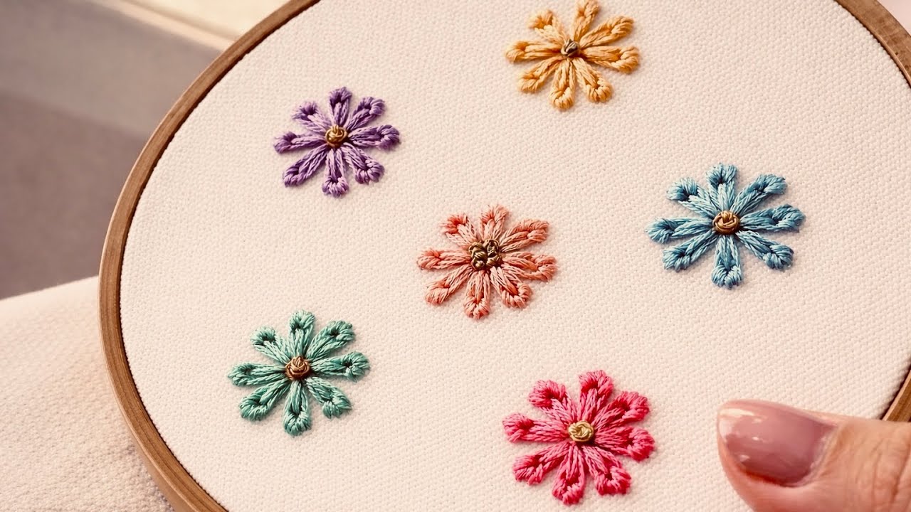 Simple Example Flower Embroidery 👉 Simple Embroidery Flowers That Look Amazing (Easy Tutorial) - YouTube