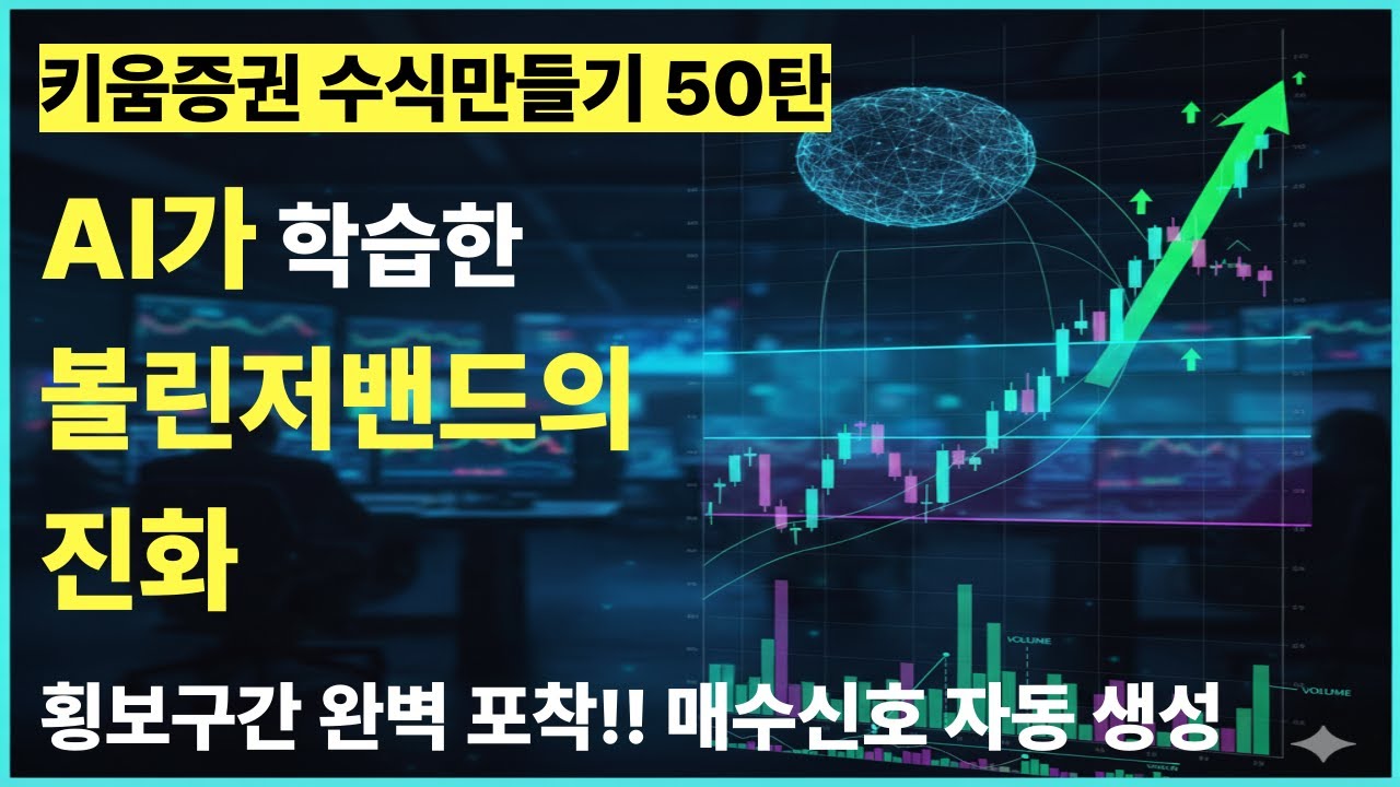 ⁣[키움증권 수식만들기 50탄] AI가 학습한 볼린저밴드? 횡보구간 완벽 포착?매물대+매수신호까지 자동 완성!