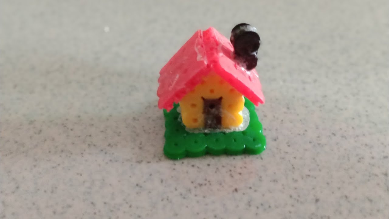 How to make a 3D mini house with perler bead YouTube
