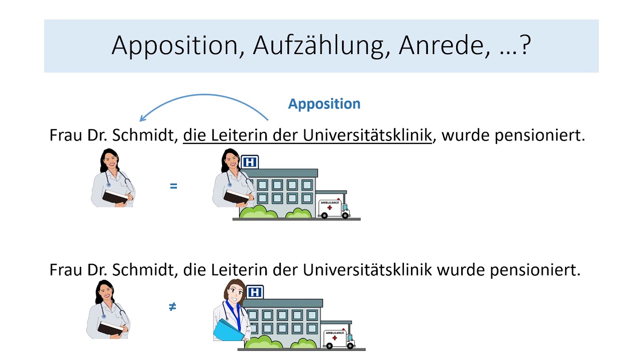 Apposition, Aufzählung oder Anrede?