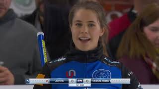 Jennifer Jones scores whopping seven against struggling Anna Hasselborg ([SF-1E] 2017 Masters)