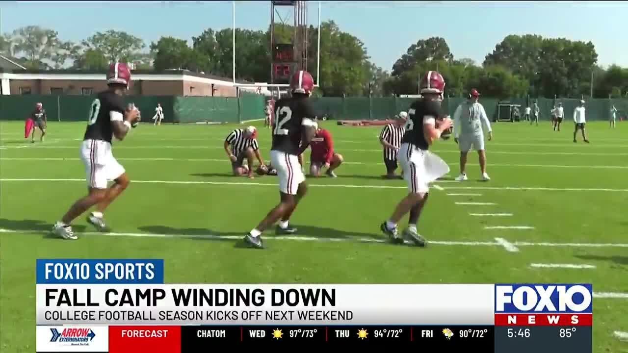 Fall camp winding down for Alabama, Auburn, and South Alabama