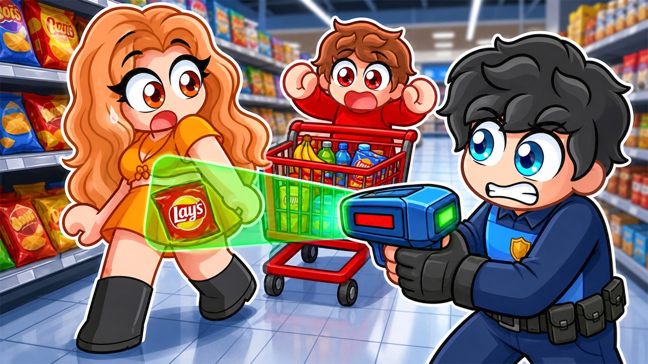 Trabajé como SEGURIDAD en el SUPERMERCADO con Más LADRONES de Roblox...