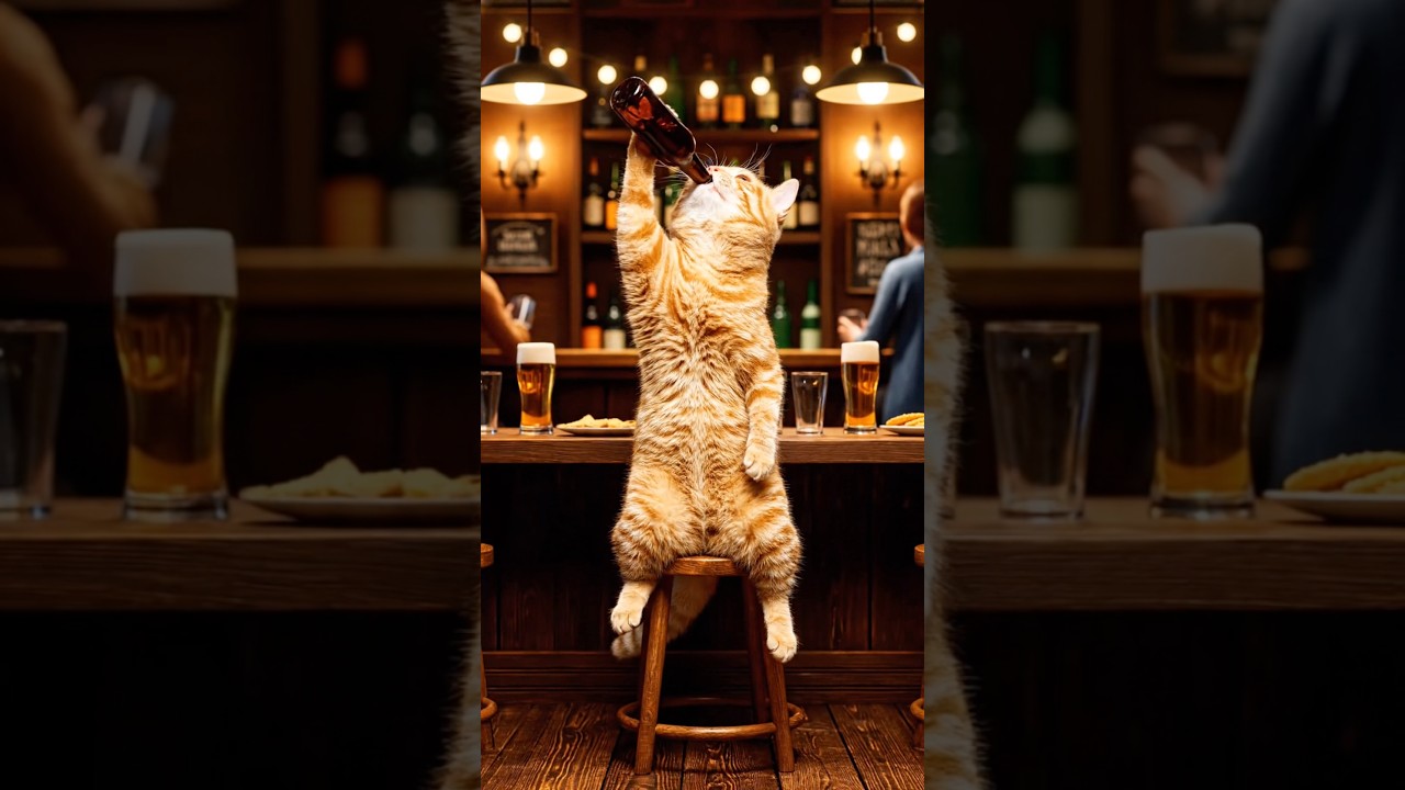 Drunk Cat Drinks Beer and Passes Out 😂🍺 