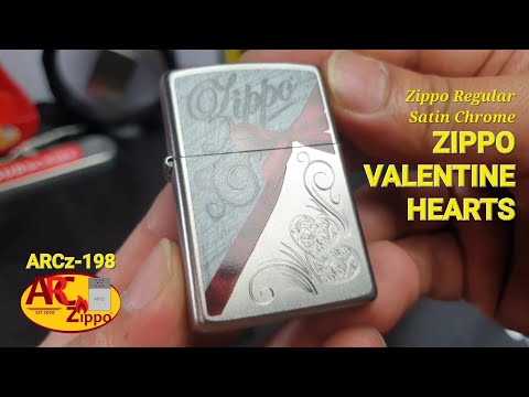 Zippo VALENTINE HEARTS Design (205) | Satin Chrome Lighter | Zippo Regular | ARCz-198