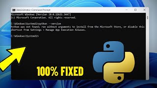 Python was not found run without arguments to install from the Microsoft Store - How to Fix Error ✅