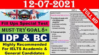 Fill Ups Only IELTS Exam Listening Test With Answers | IELTS Listening Test 2021 | 12-07-2021