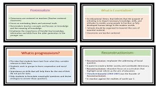 4 Major Educational Philosophies | Perennialism | Essentialism | Progressivism | Reconstructionism
