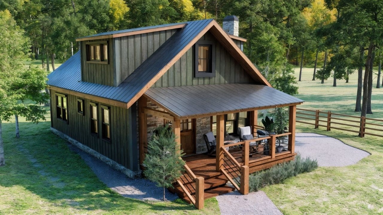 Дом размером 24 x 34 фута. Все влюбляются в этот небольшой домик с уютной мансардой ❤️