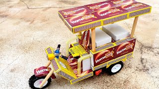 How To Make Tuk Tuk / DIY Matchbox Ice Cream Autorickshaw / Amazing Creative Idea