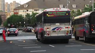 NJ Transit: Hudson-Bergen Light Rail & 23, 156R, 158, 159R Bus Action at Port Imperial