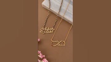 Cursive Name Long Mangalsutra & Necklace With 2 Personalized Names Mini Heart | Infinity Pendant