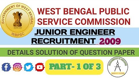WBPSC JUNIOR ENGINEER 2009 II CIVIL ENGINEERING II PREVIOUS YEAR DETAILED SOLUTION II PART- 1 0F 3