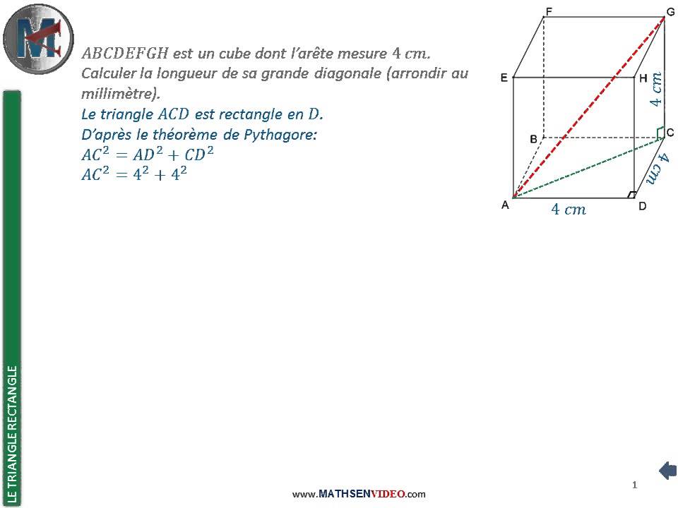 Calcul De La Diagonale D Un Cube