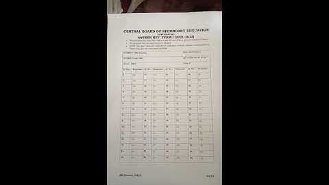 CBSE class 10th SCIENCE  term 1 official answer key