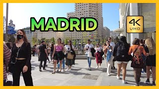 [4k]Spring has arrived in Madrid in the month of April. Walking in Madrid city center (Spain)