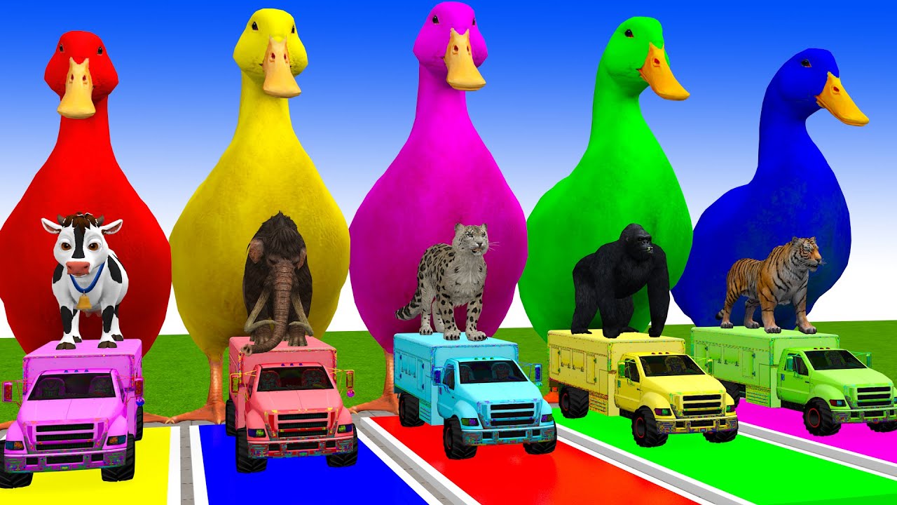 Long Slide Game With Cow Elephant Gorilla Hippopotamus Tiger 3d Animal Game Funny 3d Animals