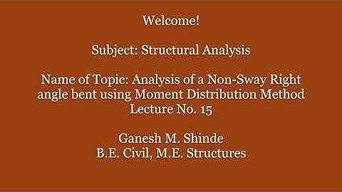 Moment Distribution Method- Numerical 4 Analysis of a Non Sway right angle bent