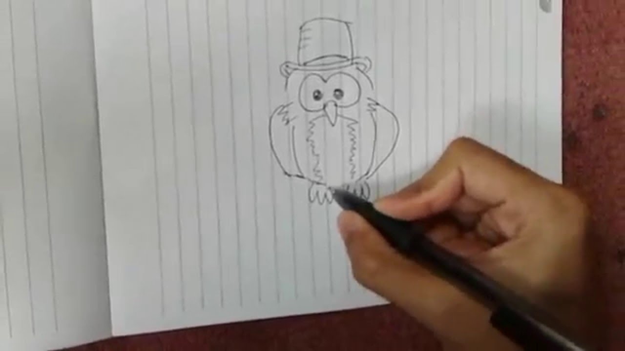 cara menggambar hewan binatang burung hantu kartun animasi dengan pensil how to draw an animal owl youtube