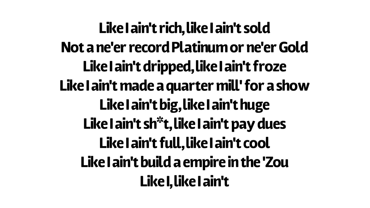 Like i ain’t lyrics clean by tech nine (reuplod) YouTube