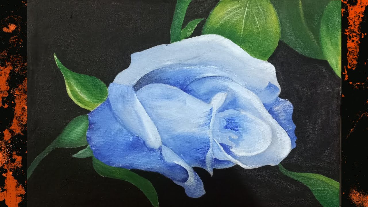 Blue Rose Oil Painting Tutorial for Beginners | Easy Step by Step on ...