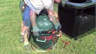 In this video we illustrate how to use our lifting strap to move your Big Green Egg, or other ceramic grill into our table. For more 