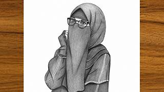 How to Draw a Girl with Hijab and Glasses | Easy Step by Step Tutorial | Easy Hijab Girl Drawing