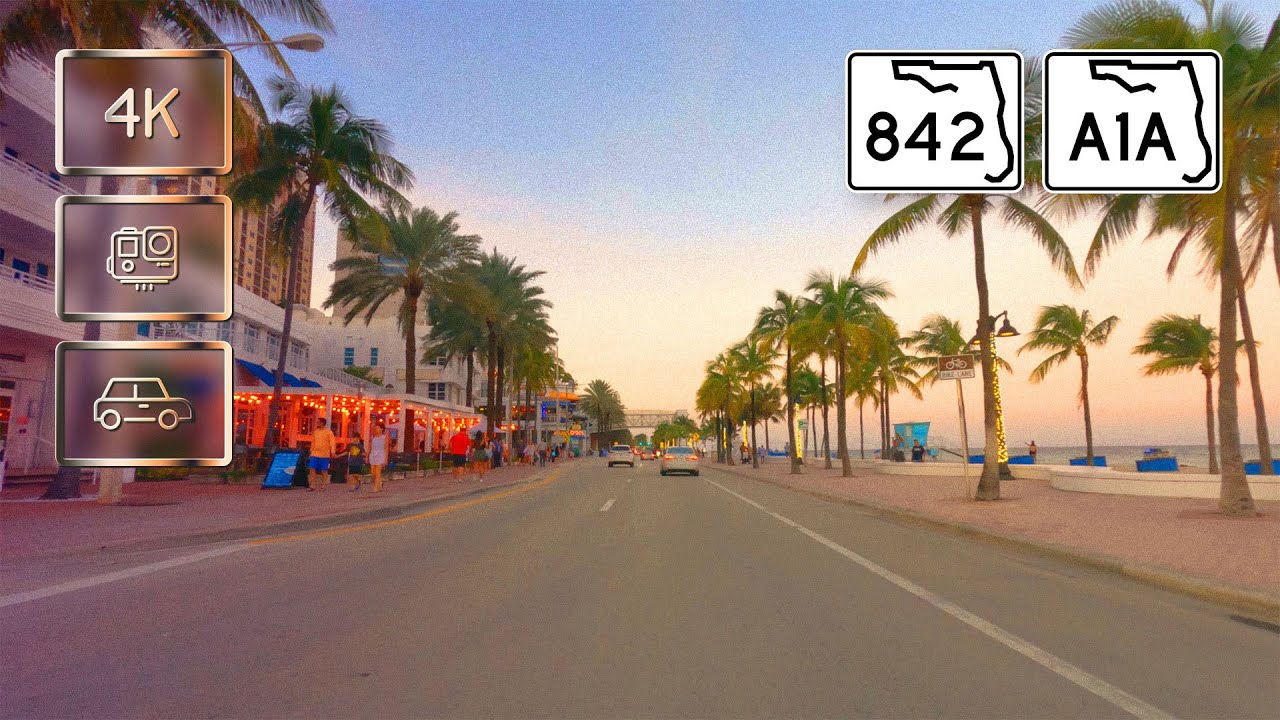 Driving in Fort Lauderdale through Broward Blvd, Las Olas Blvd and A1A