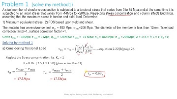 Fatigue design Combined loading method 1  problem 1