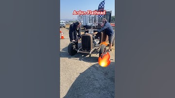 Ardun OHV  converted Flathead powered early Ford shot flames from the exhaust at first start