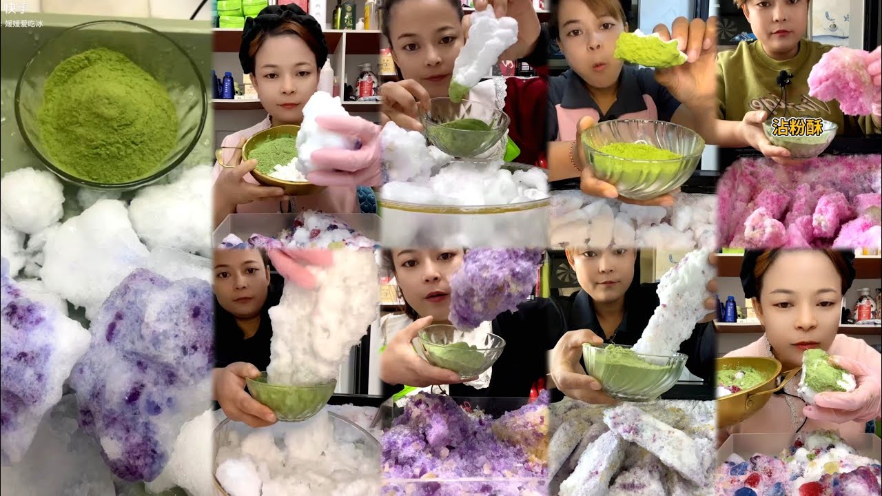 Y14 ICE DIPPED IN  MATCHA POWDER EATING ASMR COLLECTION 