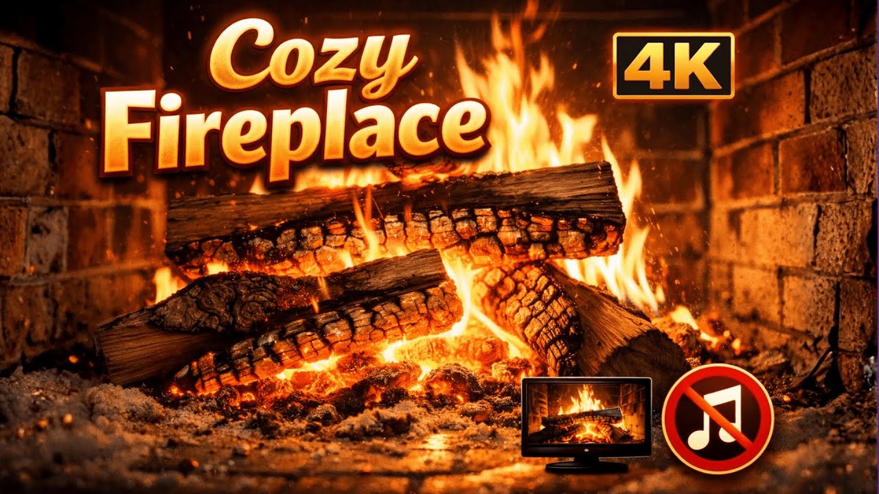 Real Fireplace 🔥 Crackling Fire Sounds   Relaxing Fireplace for TV & Sleep