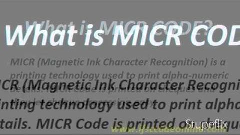 What is MICR CODE ?