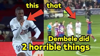 Dembele reaction to Araujo's red card as Barcelona lost to PSG