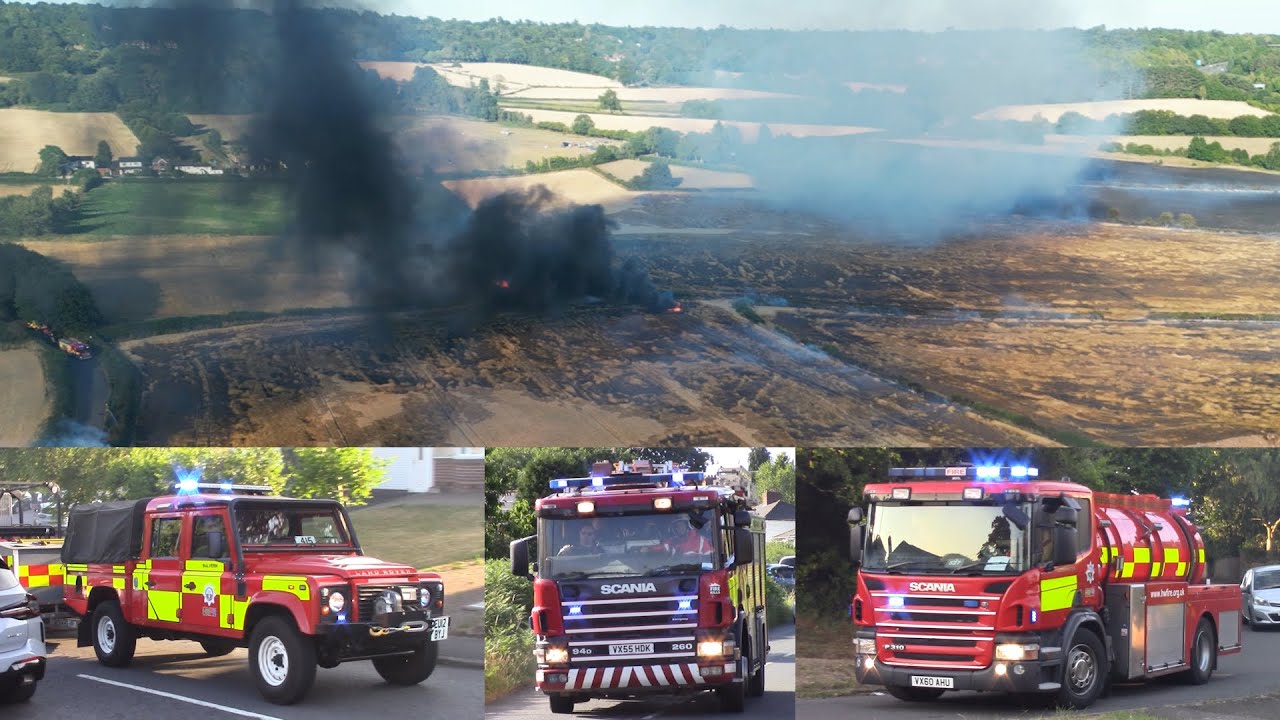 MAJOR INCIDENT - Fire across multiple fields in Bromsgrove, Worcestershire (12/07/25)