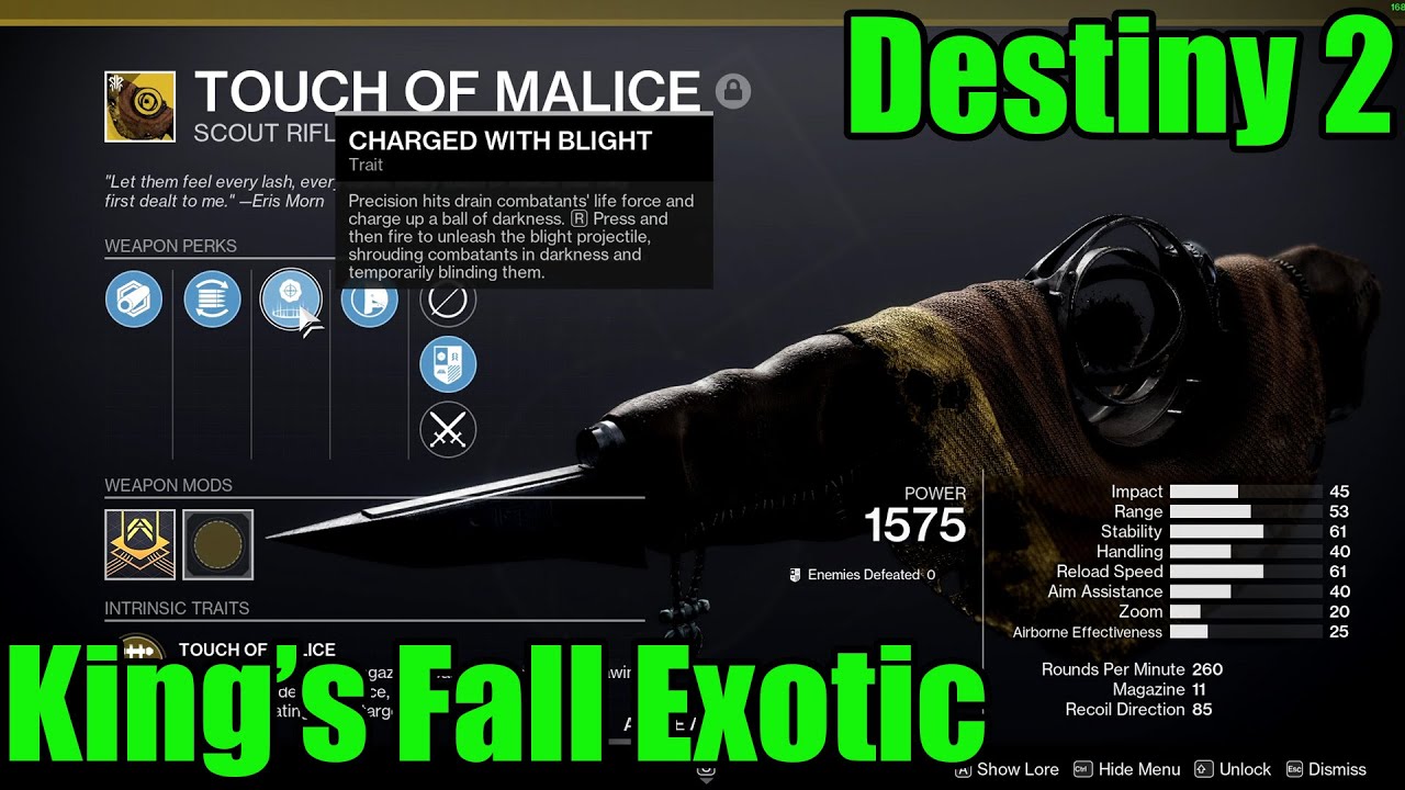 TOUCH OF MALICE DESTINY 2 GAMEPLAY!!! KING'S FALL EXOTIC SCOUT RIFLE