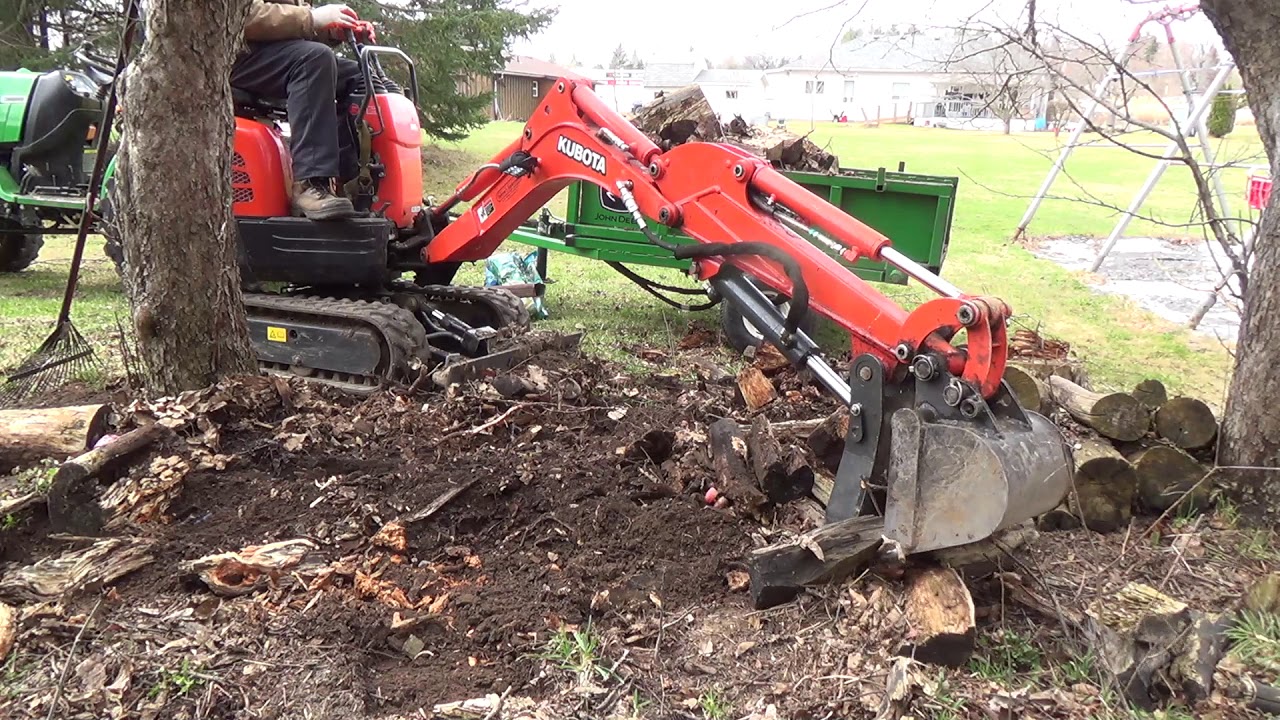 Lets clean up the yard K008 Mini ex and hydraulic thumb Nitro