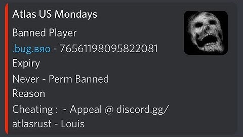 banned from ATLAS for cheating