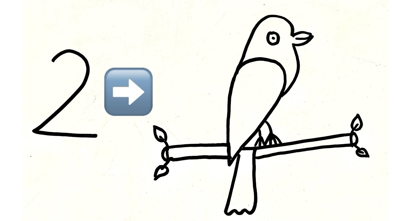How to draw a crow from number 2 //Easy drawing step by step / crow number drawing.