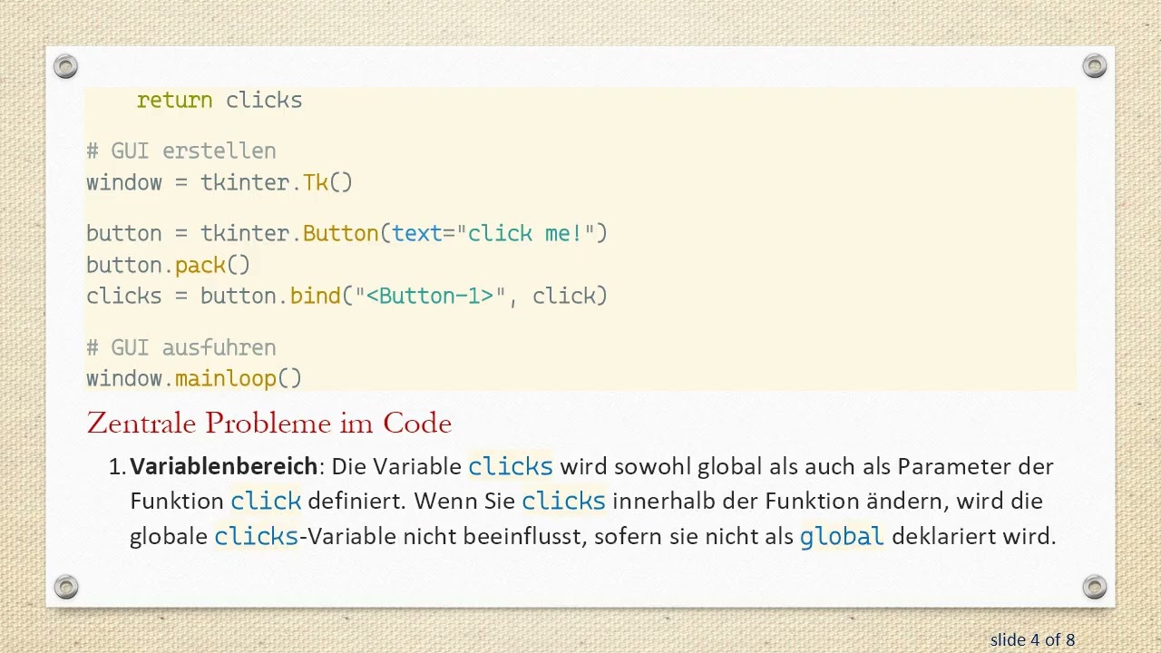 Verstehen der tkinter-Ereignisfunktionen: Beheben des Problems mit dem Klickzähler