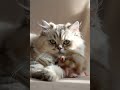 cute possum fur soft and brown cautiously climbs into a fluffy kitten's chair