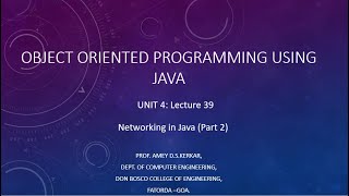 LECTURE 39  NETWORKING IN JAVA (PART 2)