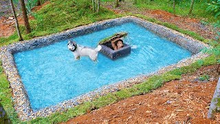 Build Secret Underwater House Inside Dog Swimming Pool