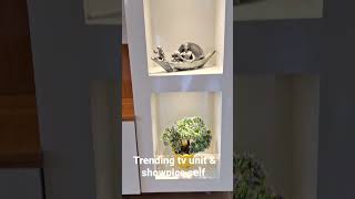 Latest TV unit design with showpiece self spot light#viral#3bhkinterior#budgetfriendlyinteriordesign Latest TV unit design with showpiece self spot light#viral#3bhkinterior#budgetfriendlyinteriordesign